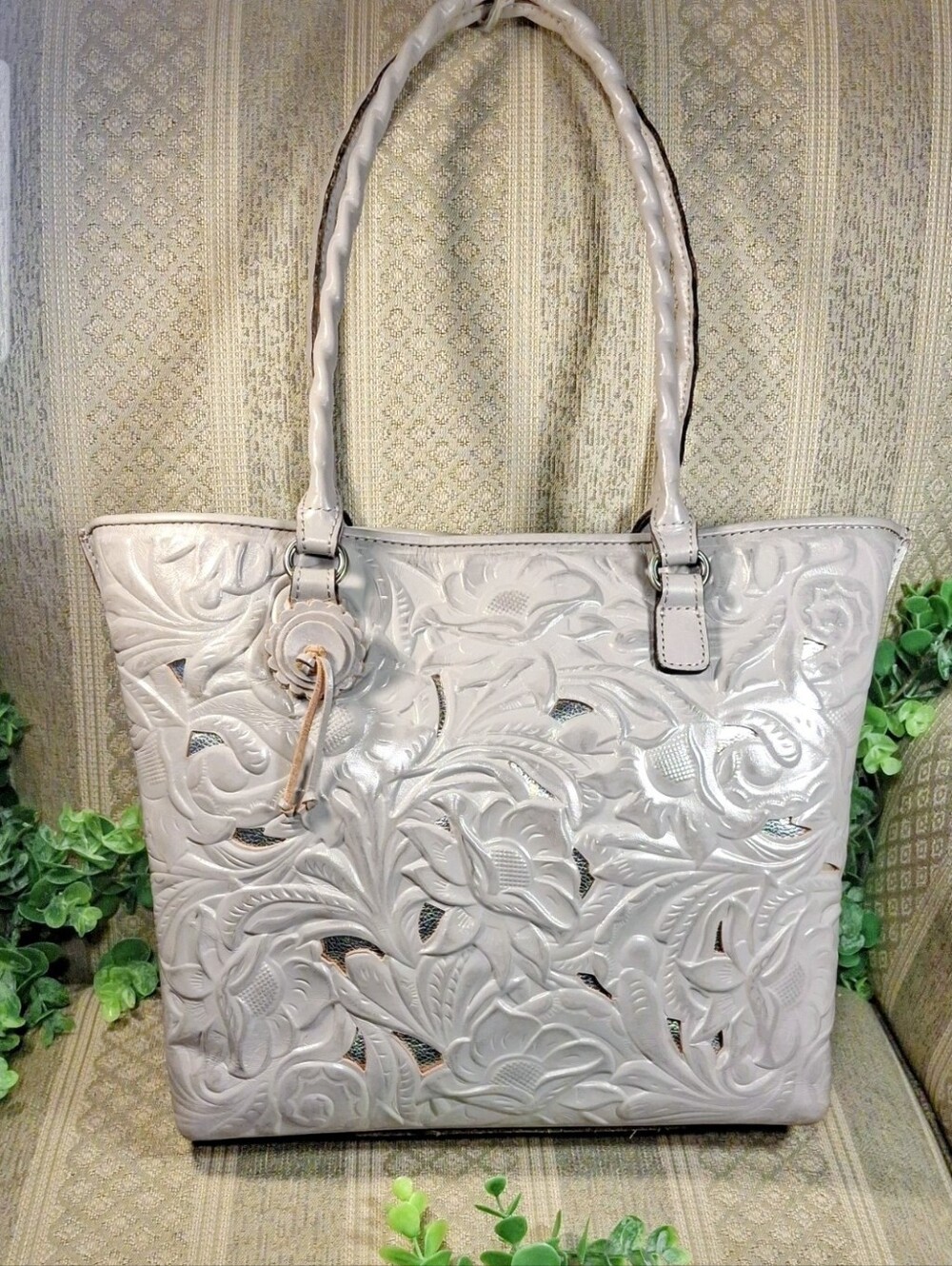 Patricia Nash Adeline Cut Out Tooled Tote Bag With Charm Accent